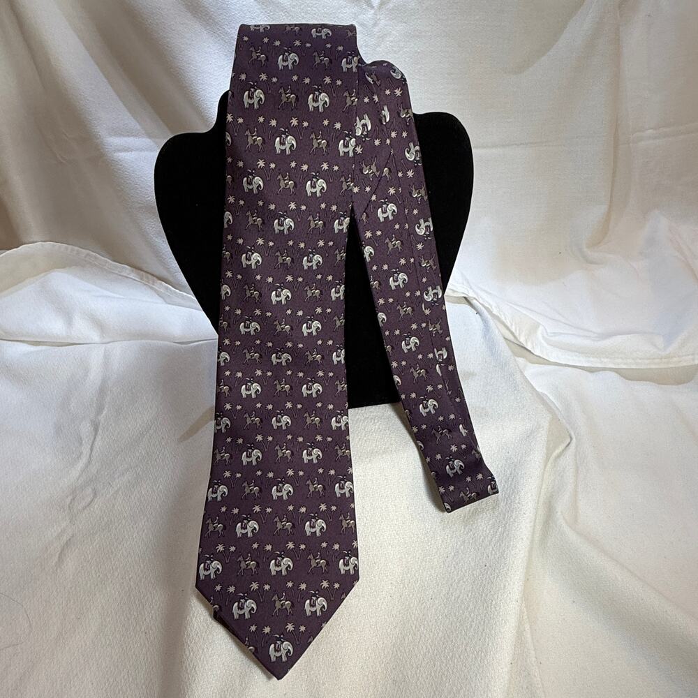 Hermes Vintage Circus Style Horses & Elephants Tie 100% Silk Tie